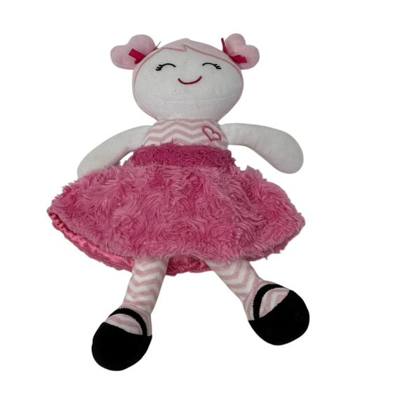 Baby Starters PinkChevron Stripe Marisa Soft Plush Snuggle Buddy Baby Doll 12" - Picture 6 of 12